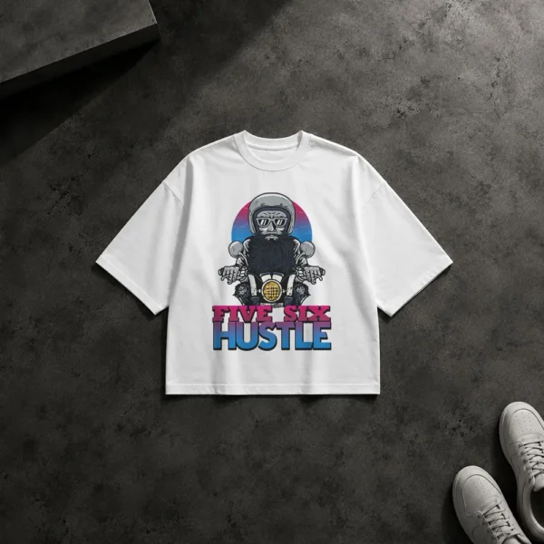 تیشرت باکسی گوریل موتورسوار طرح Five Six Hustle کد 2761