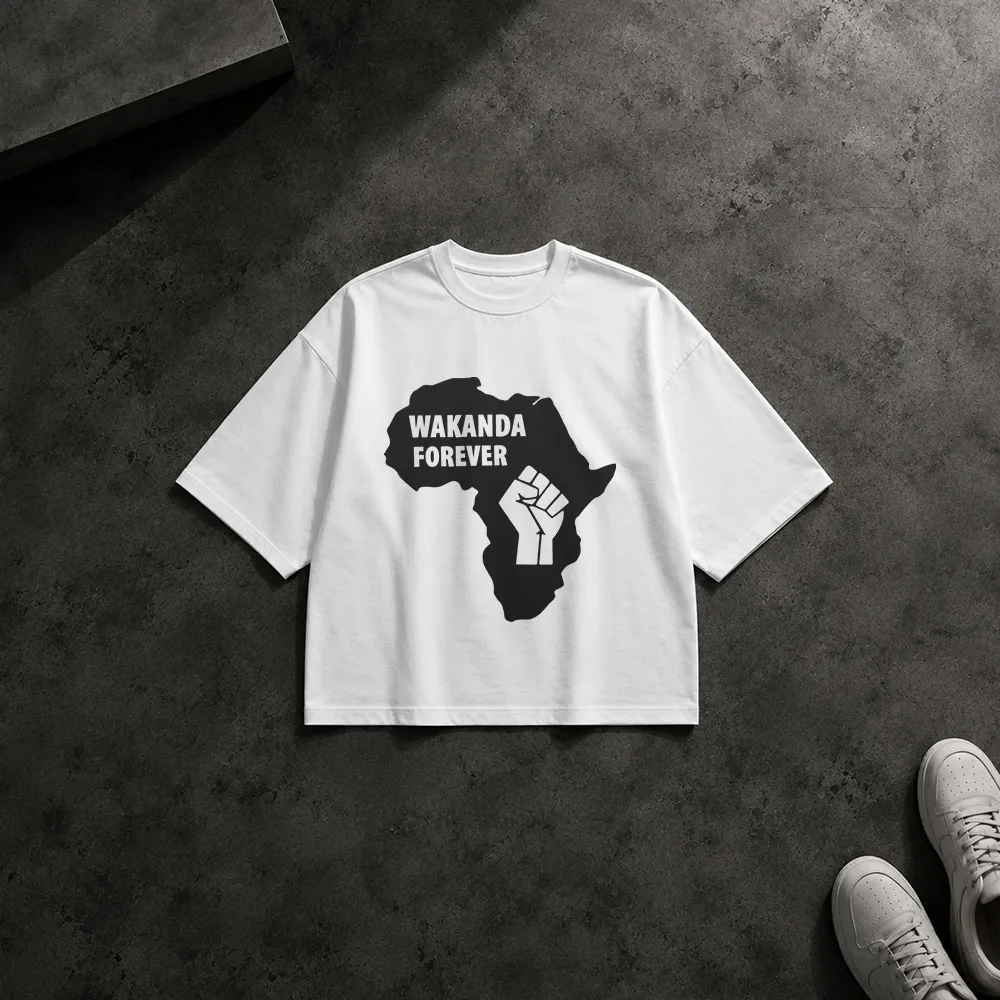 تیشرت باکسی مارول طرح Wakanda Forever نقشه آفریقا کد 2795