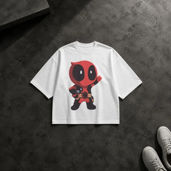 تیشرت باکسی ددپول طرح چیبی دست‌تکان‌دهنده (Deadpool) کد 2800