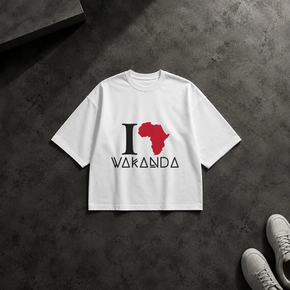 تیشرت باکسی مارول طرح I Love Wakanda کد 2824