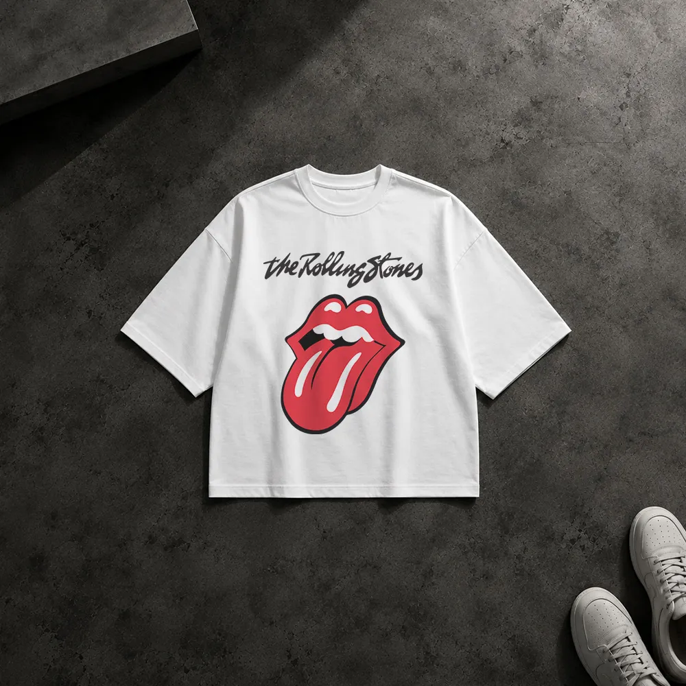 تیشرت باکسی طرح لوگوی مشکی Rolling Stones کد 29512