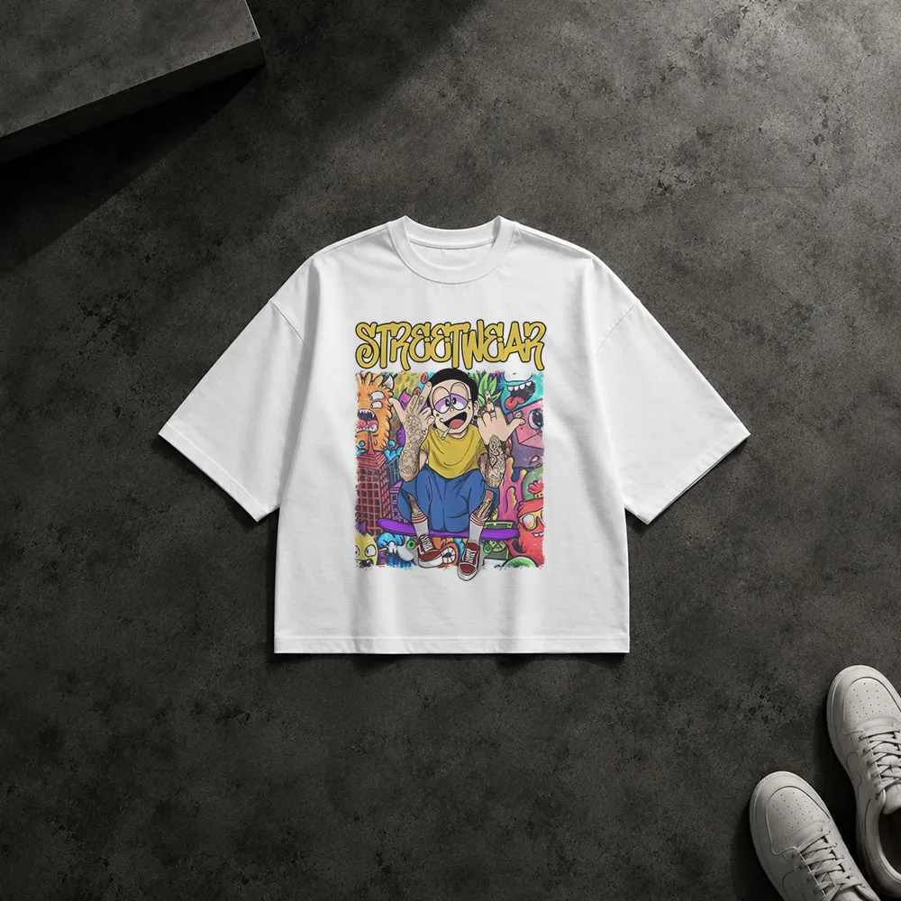 تیشرت باکسی نوبیتا طرح اسکیت و گرافیتی استریت‌ویر (Nobita)