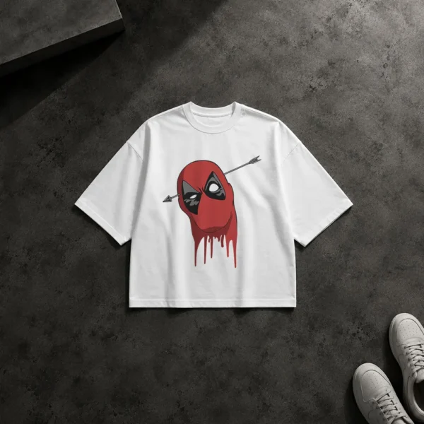 تیشرت باکسی ددپول طرح سر با تیر (Deadpool) کد 3086