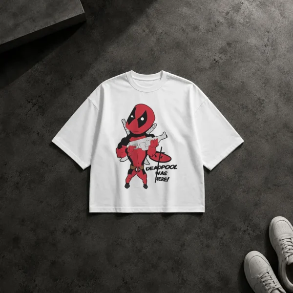 تیشرت باکسی ددپول طرح Was Here (Deadpool)