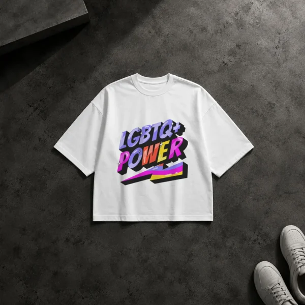 تیشرت باکسی طرح تایپوگرافی رنگی LGBTQ+ Power کد 32441