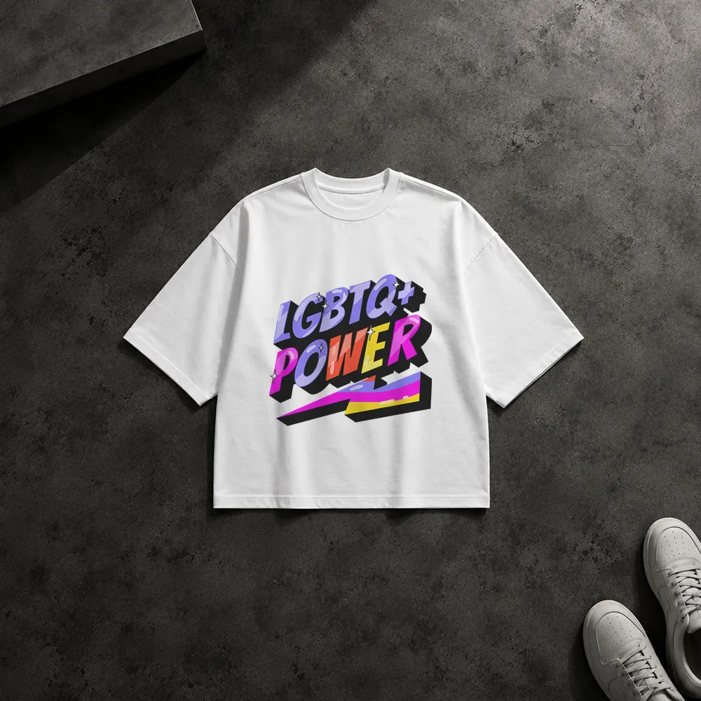 تیشرت باکسی طرح تایپوگرافی رنگی LGBTQ+ Power کد 32441