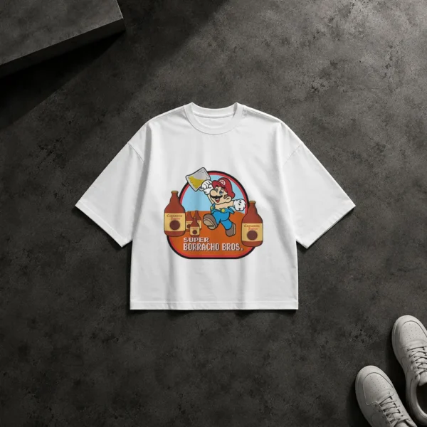 تیشرت باکسی سوپر ماریو طرح Super Borracho Bros