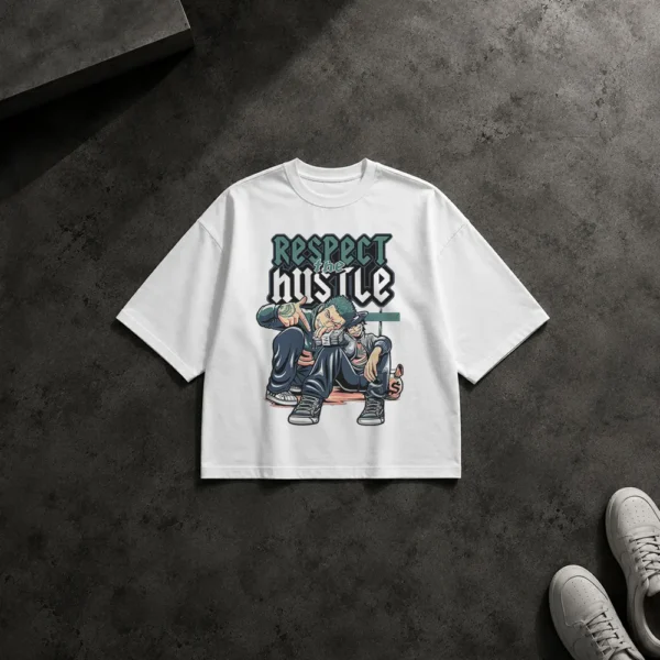 تیشرت باکسی استریت‌ویر طرح Respect Hustle