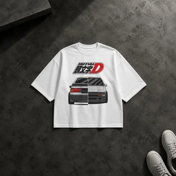 تیشرت باکسی ماشین ژاپنی طرح اینیشیال دی (Initial D)