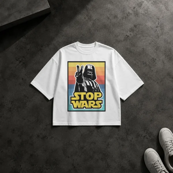 تیشرت باکسی جنگ ستارگان طرح Stop Wars و دارث ویدر
