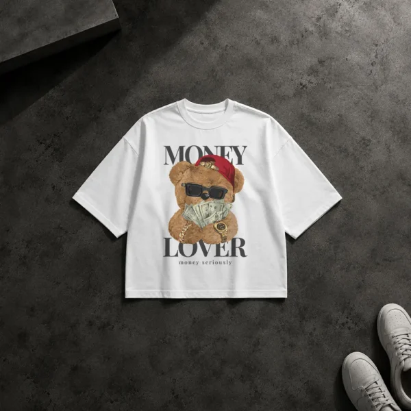 تیشرت باکسی خرس طرح Money Lover