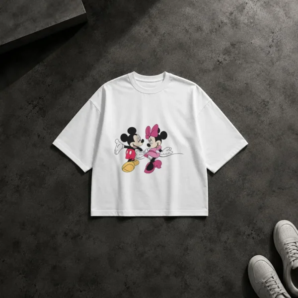 تیشرت باکسی دیزنی طرح میکی و مینی ماوس (Mickey and Minnie) کد 3547