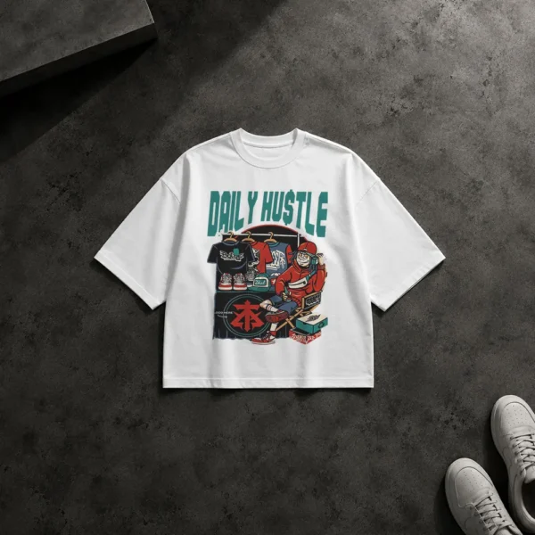 تیشرت باکسی استریت‌ویر طرح Daily Hustle