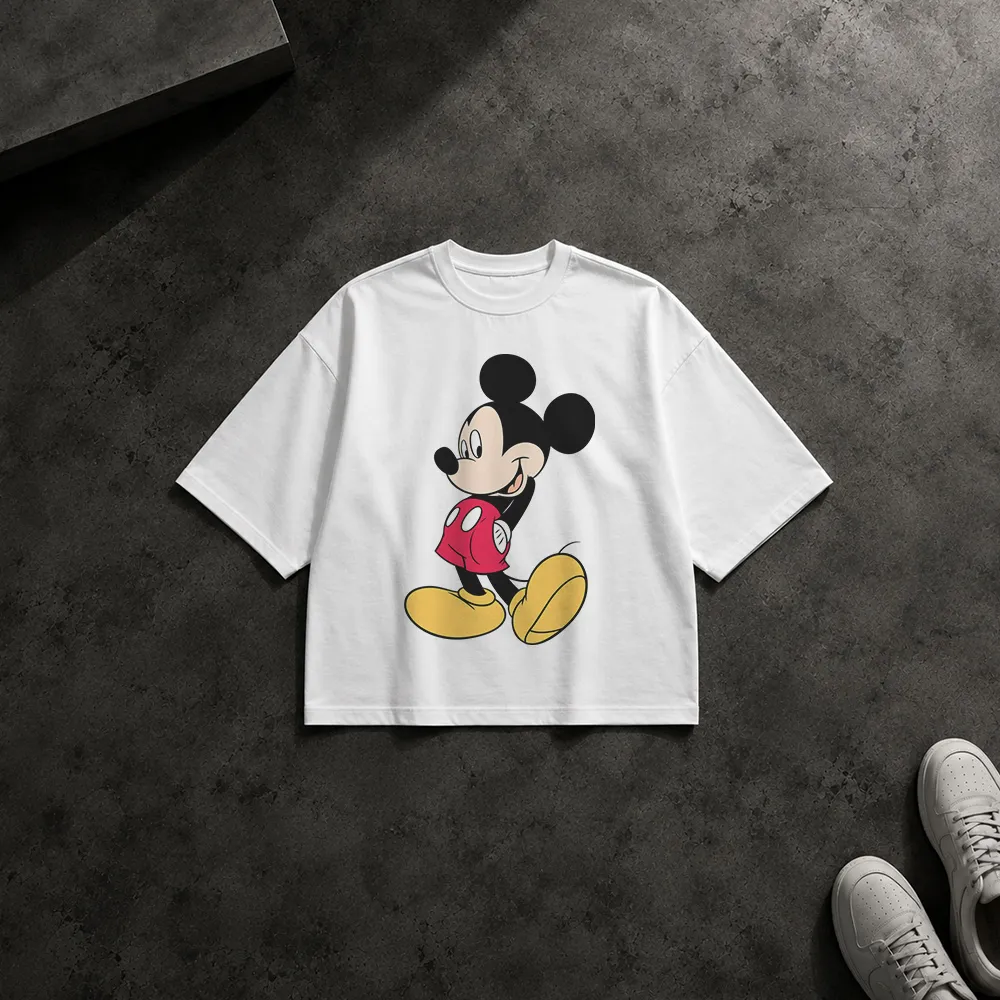 تیشرت باکسی میکی موس طرح راه‌رفتن کلاسیک (Mickey Mouse) کد 3708