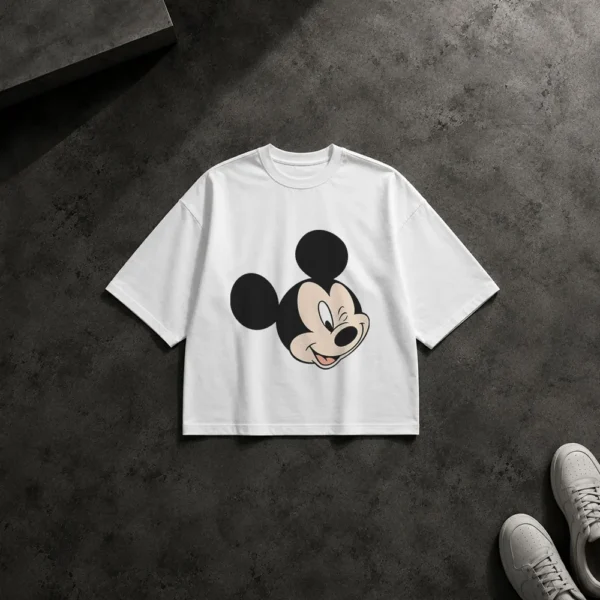 تیشرت باکسی میکی موس طرح چهره کارتونی (Mickey Mouse) کد 3725