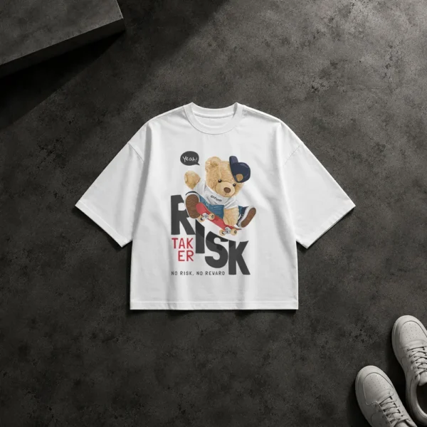 تیشرت باکسی خرس عروسکی طرح Risk Taker