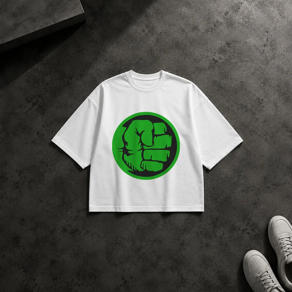 تیشرت باکسی هالک طرح مشت سبز (Hulk) کد 4138