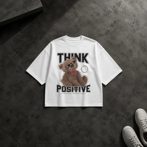 تیشرت باکسی خرس عروسکی طرح مثبت فکر کن (Think Positive)