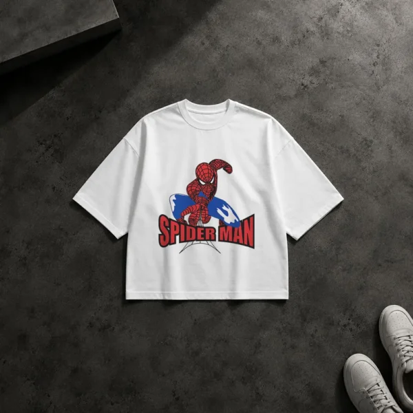 تیشرت باکسی مرد عنکبوتی طرح موج‌سواری (Spider-Man) کد 4242