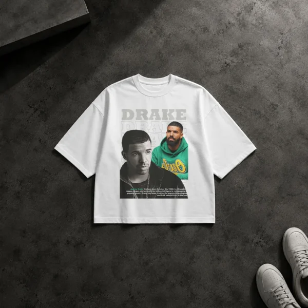 تیشرت باکسی دریک طرح کلاژ پرتره (Drake)