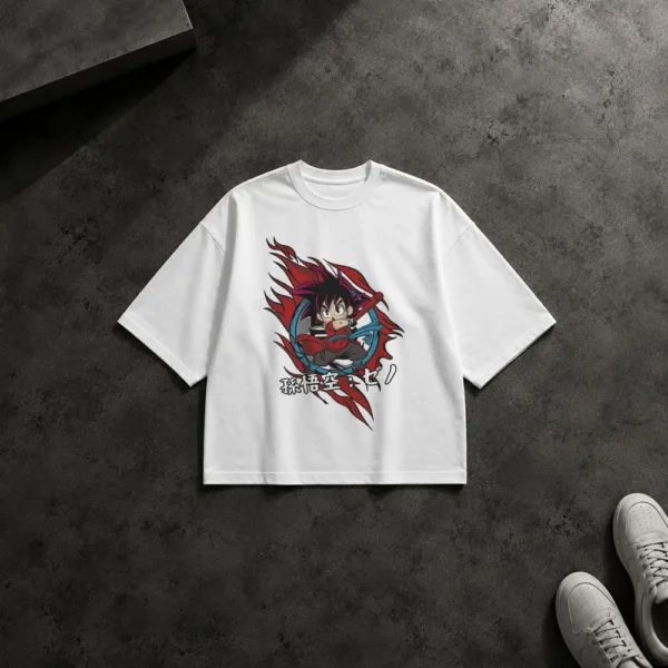 تیشرت باکسی انیمه دراگون بال طرح گوکو کارتونی (Goku)