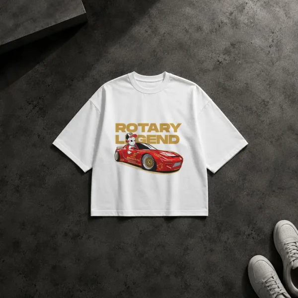 تیشرت باکسی مزدا RX-7 قرمز طرح Rotary Legend