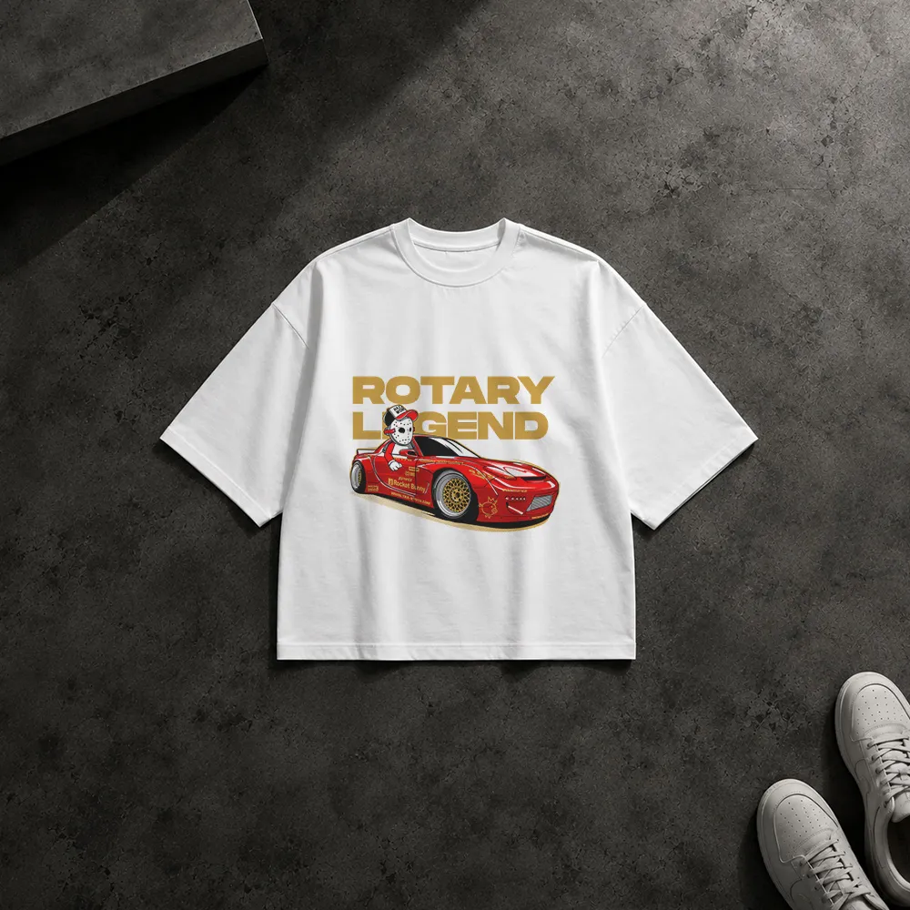 تیشرت باکسی مزدا RX-7 قرمز طرح Rotary Legend
