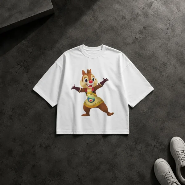 تیشرت باکسی چیپ و دیل طرح کارتونی شاد (Chip and Dale)