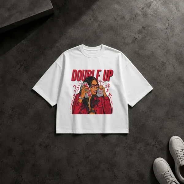 تیشرت باکسی هیپ‌هاپ طرح Double Up و پول