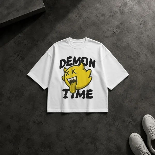 تیشرت باکسی صورتک شیطانی طرح Demon Time