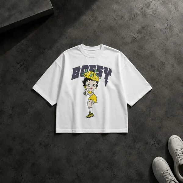 تیشرت باکسی بتی بوپ طرح استریت‌ویر زرد (Betty Boop) کد 5588