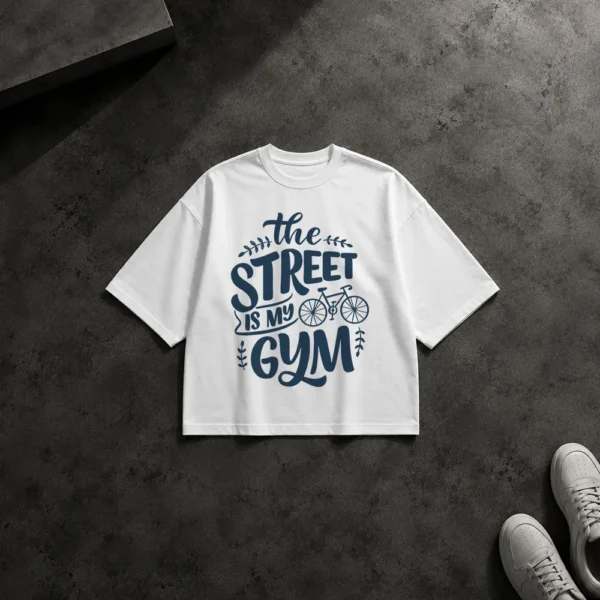 تیشرت باکسی دوچرخه‌سواری طرح The Street Is My Gym