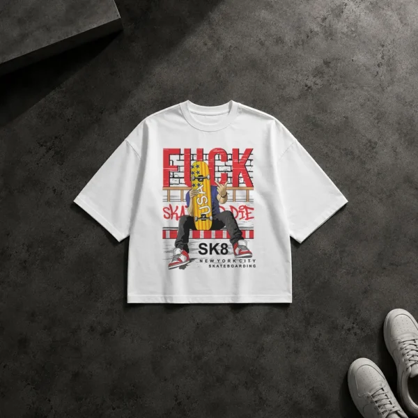 تیشرت باکسی اسکیت طرح Fuck Skate or Die