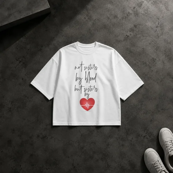 تیشرت باکسی دوستی خواهرانه طرح Sisters by Heart کد 6265