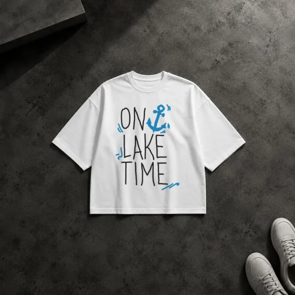 تیشرت باکسی نوشته On Lake Time با نماد لنگر کد 6596