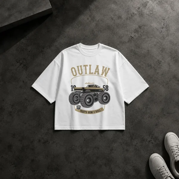 تیشرت باکسی ماشین آفرود طرح Outlaw وینتیج کد 6619