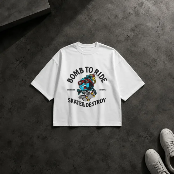 تیشرت باکسی اسکیت‌برد طرح Born to Ride