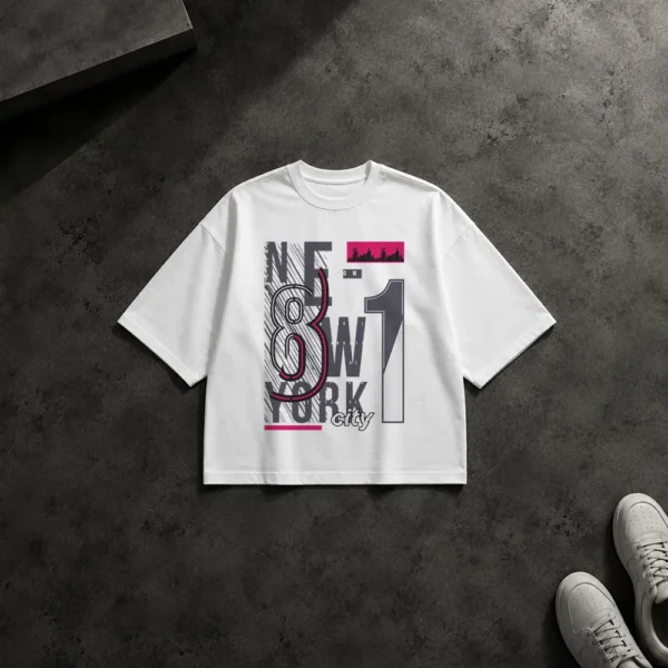 تیشرت باکسی نیویورک طرح تایپوگرافی شهری (New York City) کد 7157