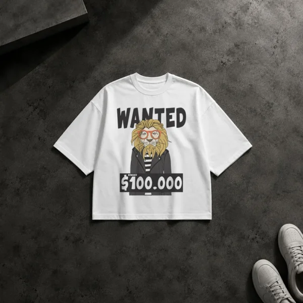 تیشرت باکسی شیر تحت تعقیب طرح Wanted کارتونی کد 7262