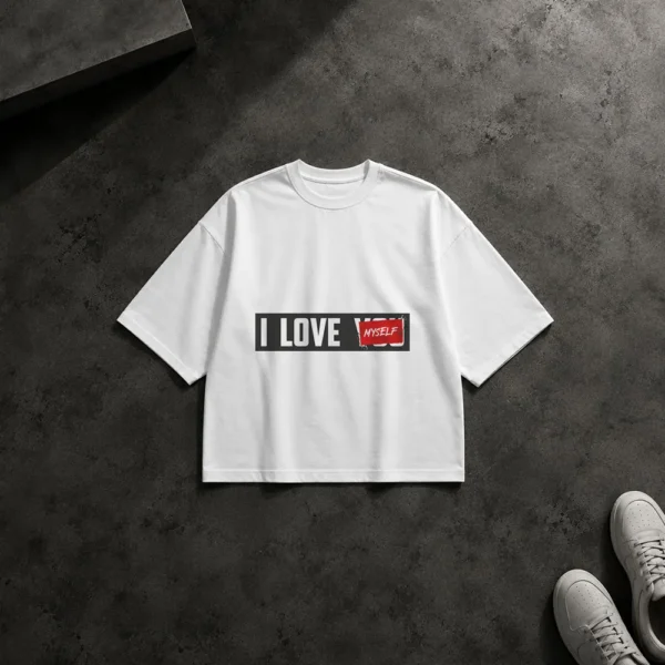 تیشرت باکسی خوددوستی طرح I Love Myself کد 7366