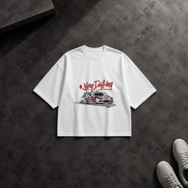 تیشرت باکسی ماشین طرح Keep Drifting