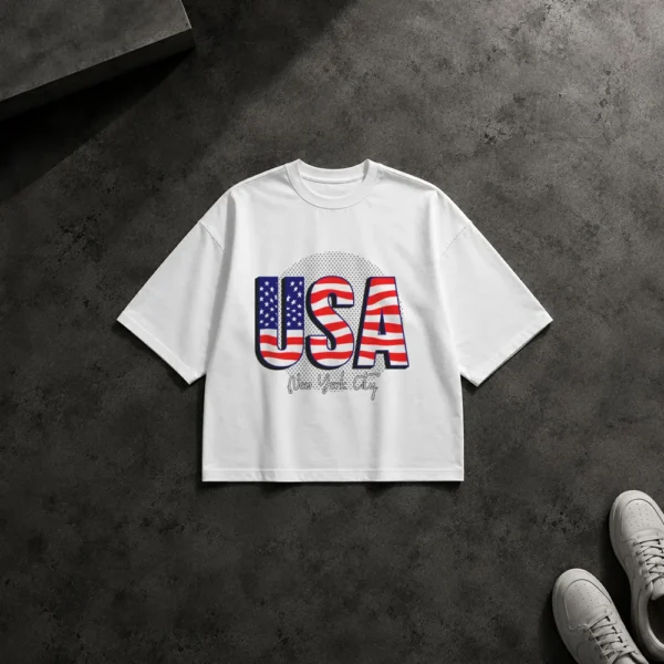 تیشرت باکسی آمریکا طرح تایپوگرافی USA وینتیج کد 7702