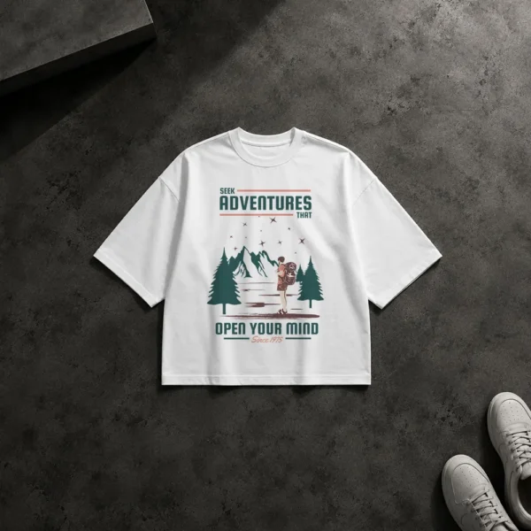 تیشرت باکسی طبیعت‌گردی طرح Seek Adventures کد 7801