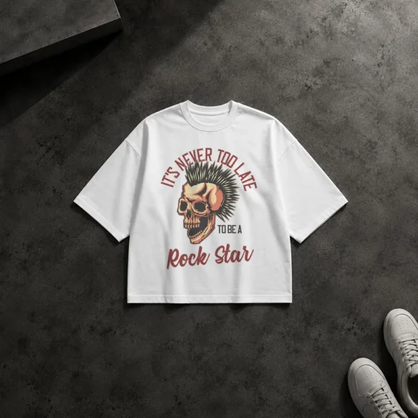 تیشرت باکسی موسیقی راک طرح Rock Star با جمجمه پانکی کد 7913