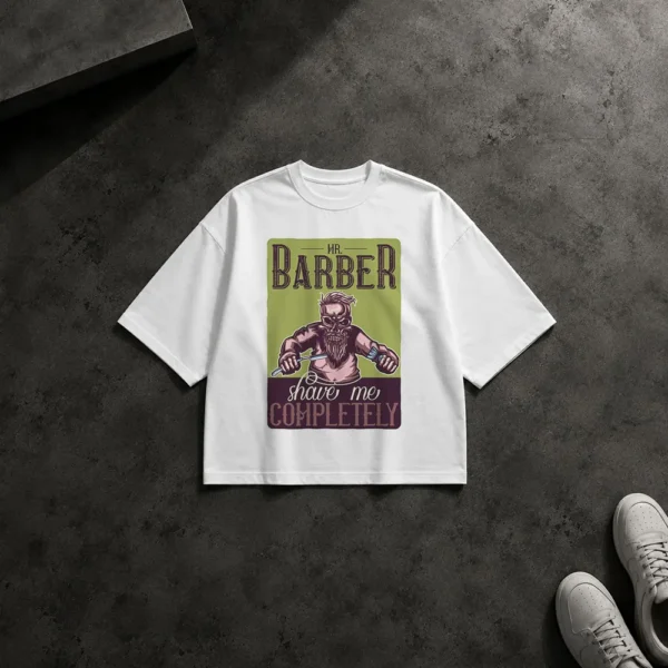 تیشرت باکسی آرایشگری طرح Mr Barber