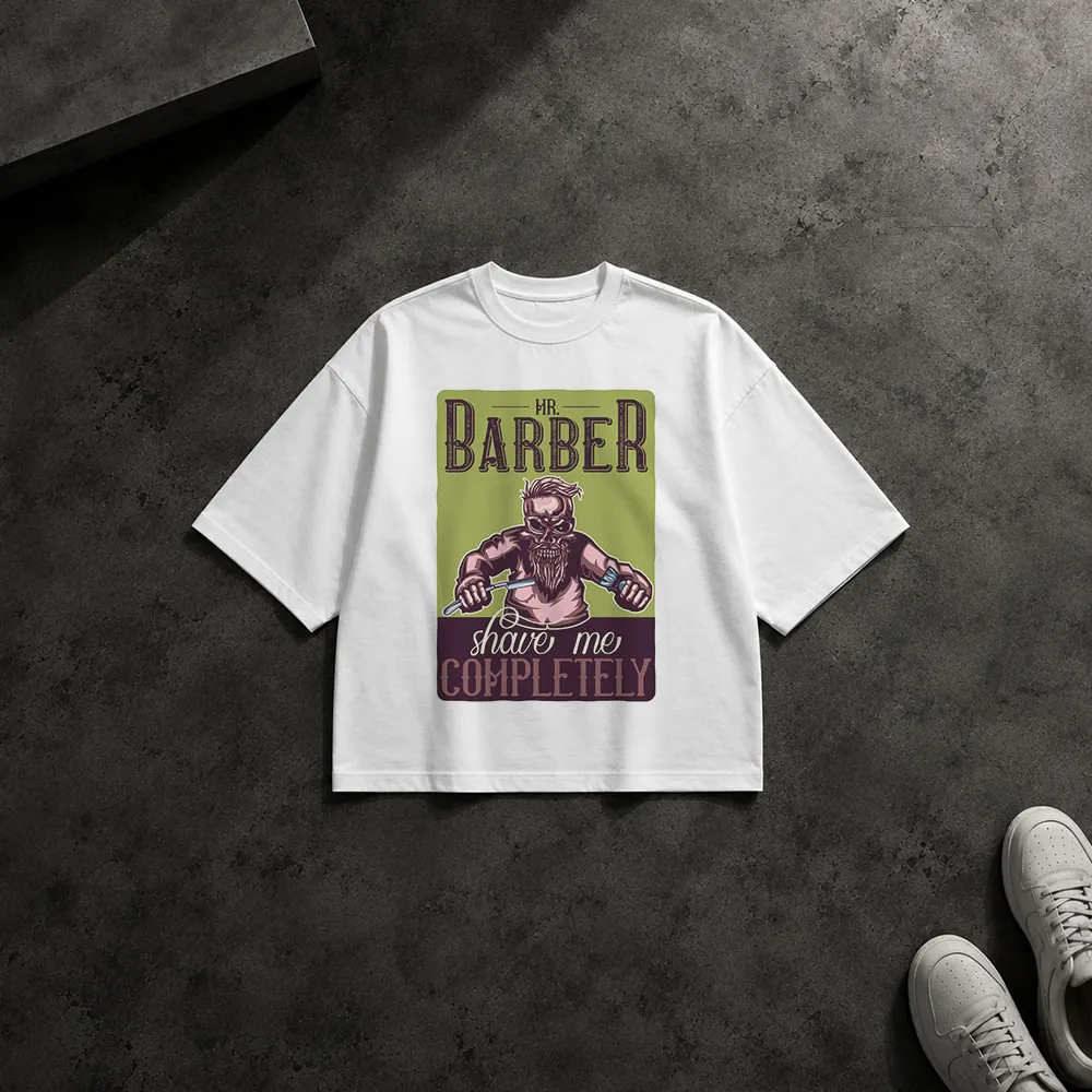 تیشرت باکسی آرایشگری طرح Mr Barber کد 7921
