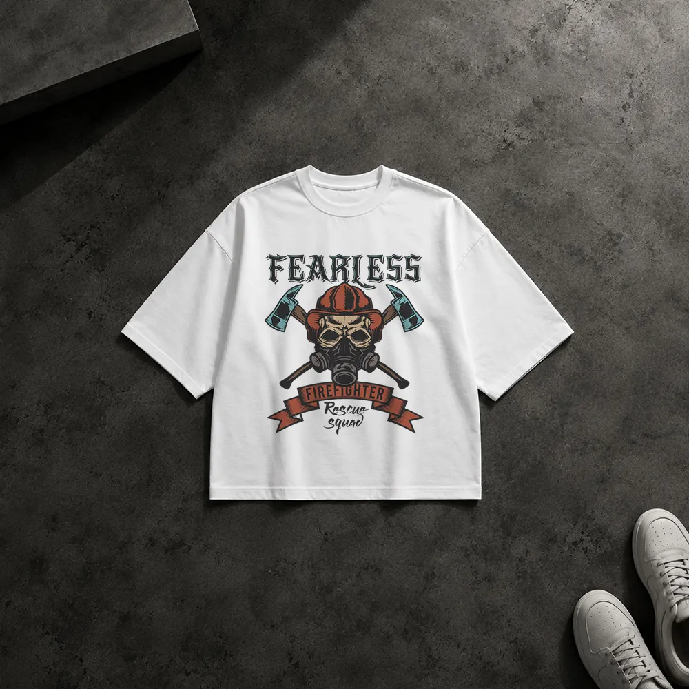 تیشرت باکسی آتش‌نشانی طرح Fearless Firefighter کد 7934
