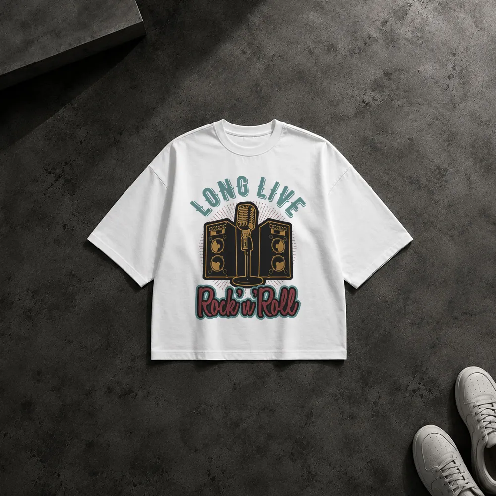 تیشرت باکسی موسیقی راک طرح Long Live Rock ’n’ Roll کد 7950