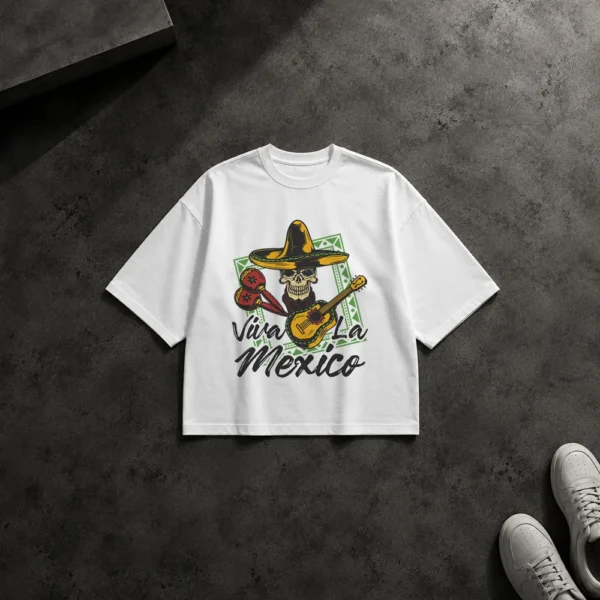 تیشرت باکسی اسکلت ماریاچی طرح Viva La Mexico کد 7969