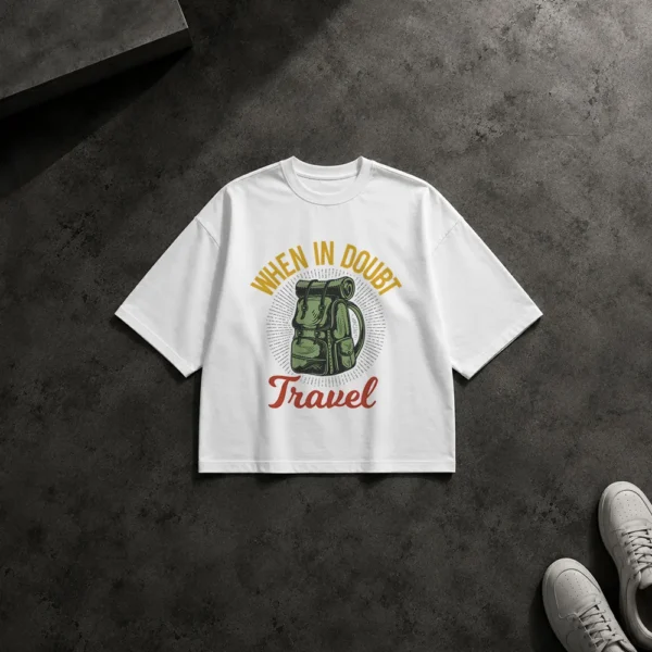 تیشرت باکسی سفر طرح When in Doubt Travel